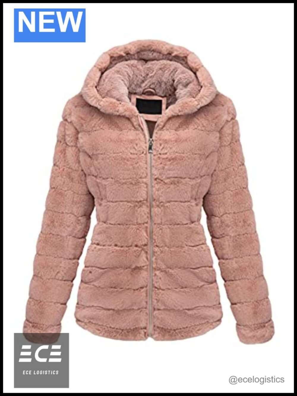 Faux Fur Hooded Jacket Sherpa Lined Zip Coat